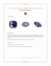 1.76 Ct. Bluish Purple Sapphire from Ceylon (Sri Lanka) Appraisal