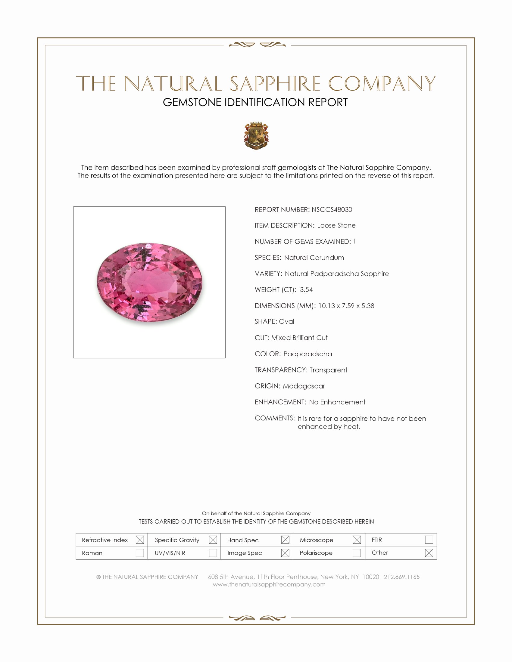 3.54 Ct. Padparadscha Sapphire from Madagascar