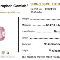 5.08 Ct. Padparadscha Sapphire from Madagascar Scan Report
