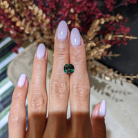 2.81 Ct. Bluish Green Sapphire from Madagascar Life Style