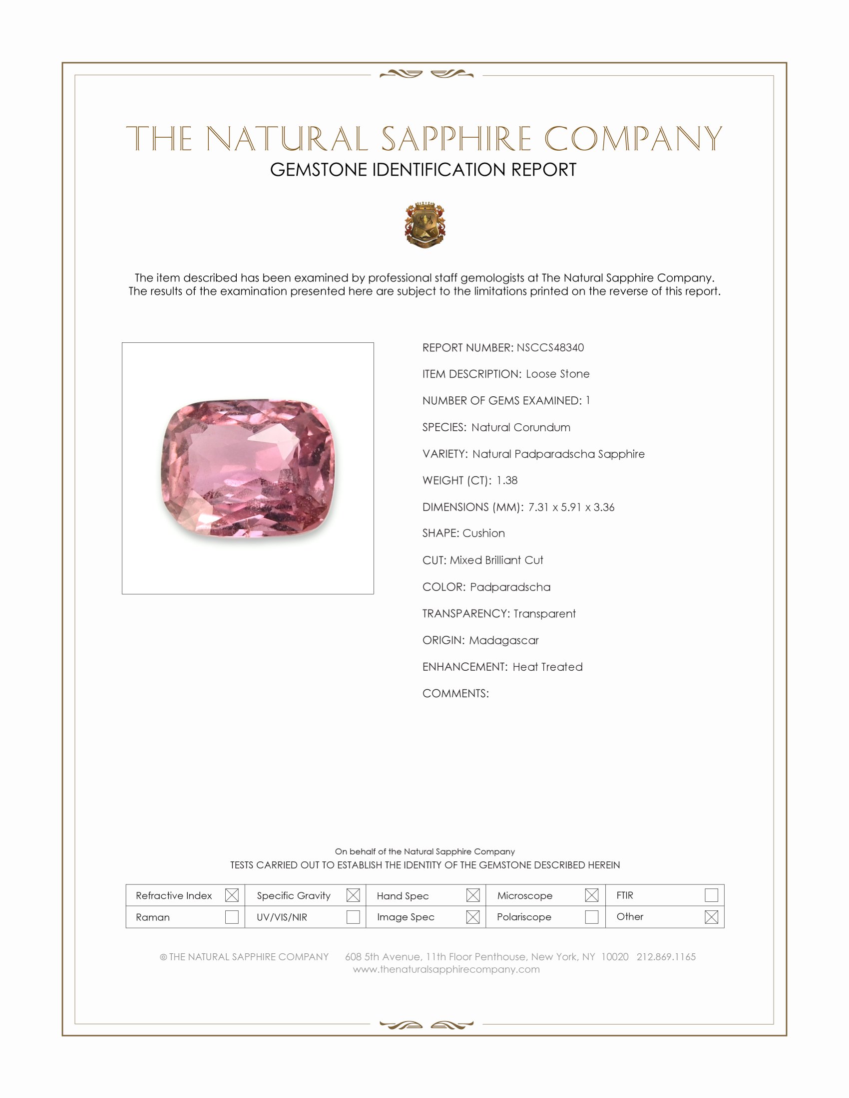 1.38 Ct. Padparadscha Sapphire from Madagascar