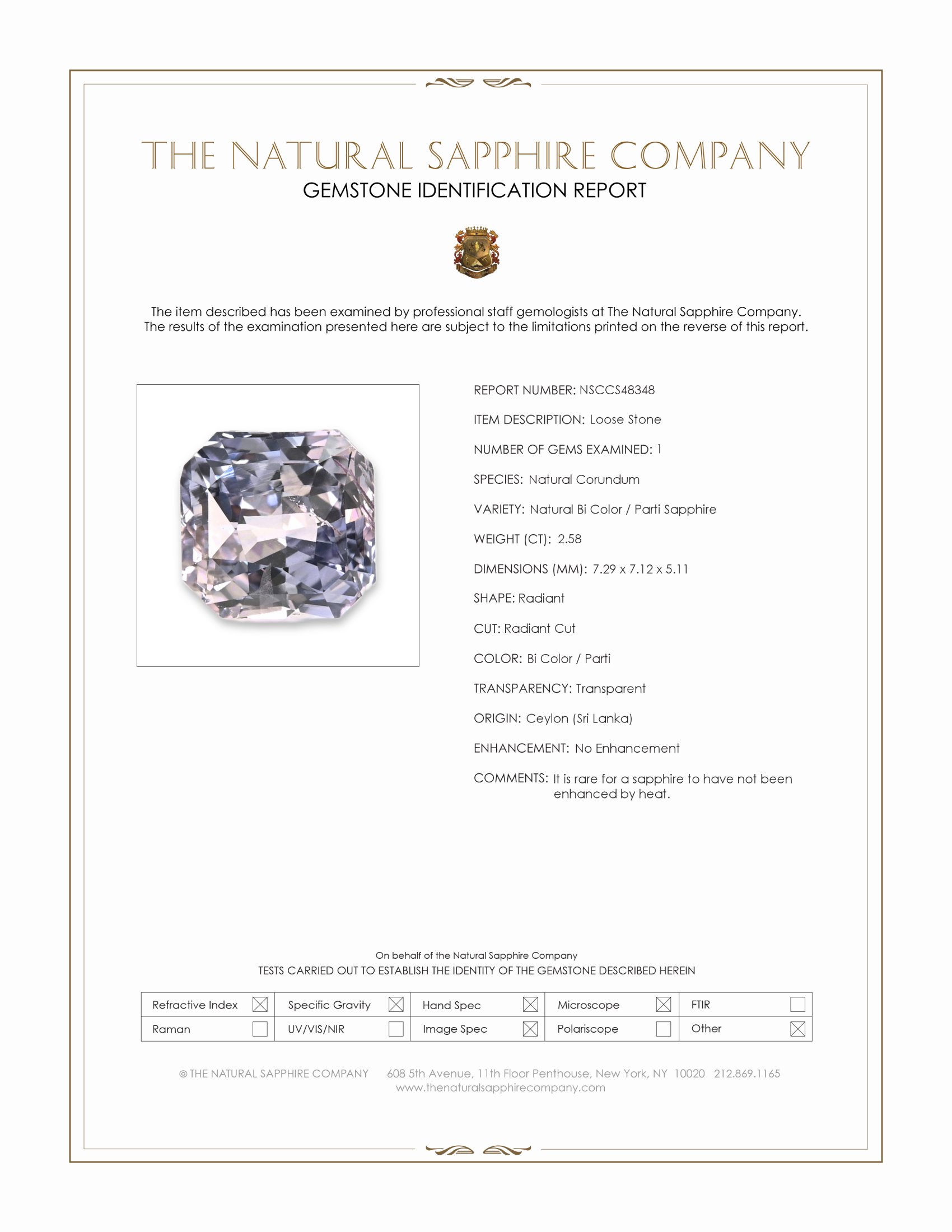 2.58 Ct. Bi Color / Parti Sapphire from Ceylon (Sri Lanka)