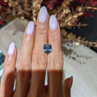 4.06 Ct. Greenish Blue Sapphire from Madagascar Life Style