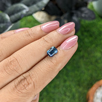 1.56 Ct. Greenish Blue Sapphire from Madagascar Life Style