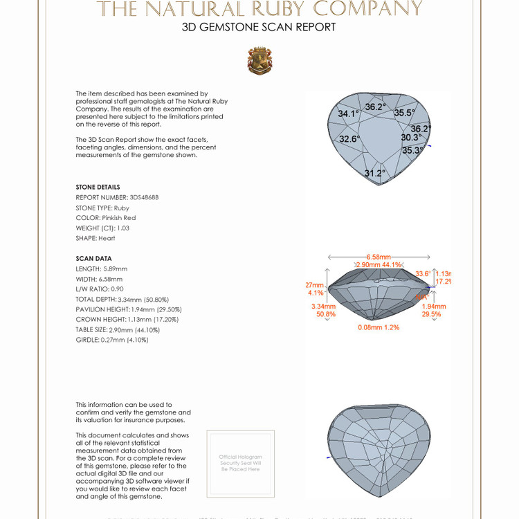 1.03 Ct. Ruby from Burma (Myanmar)