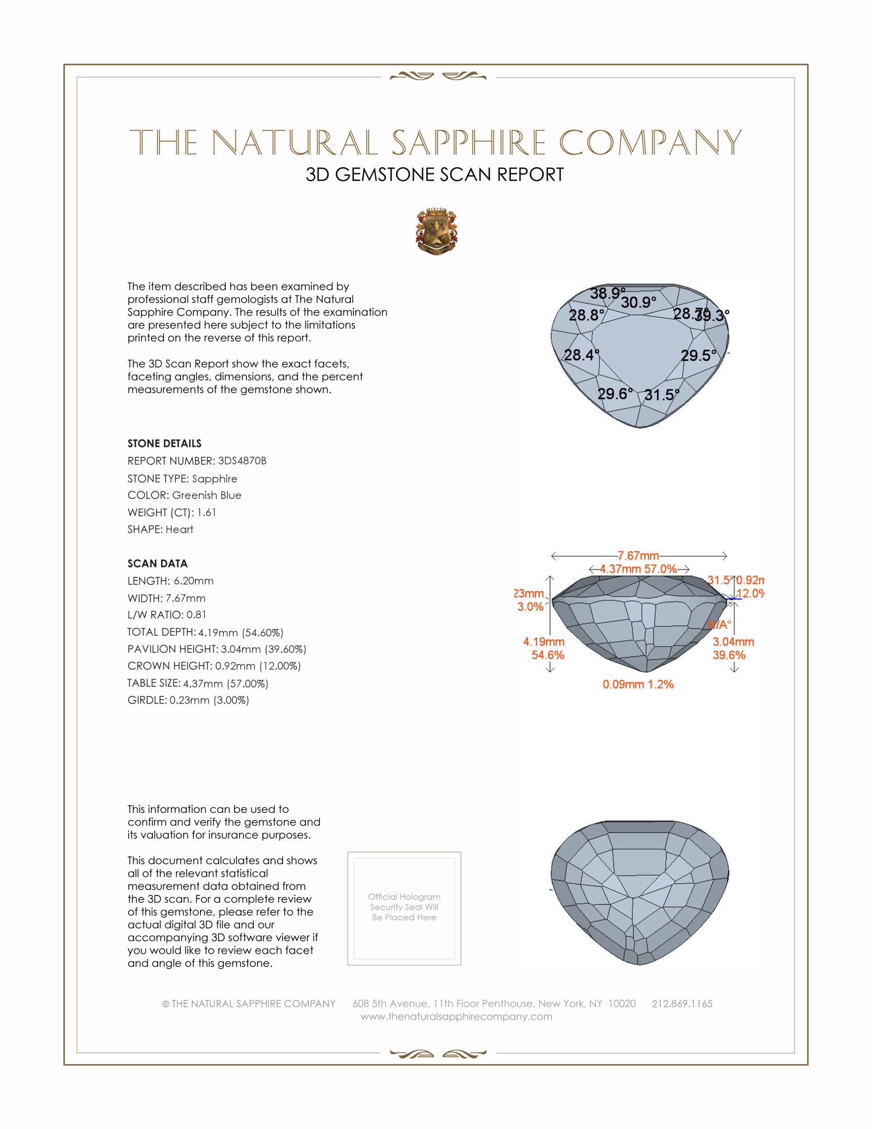 1.61 Ct. Greenish Blue Sapphire from Burma (Myanmar)