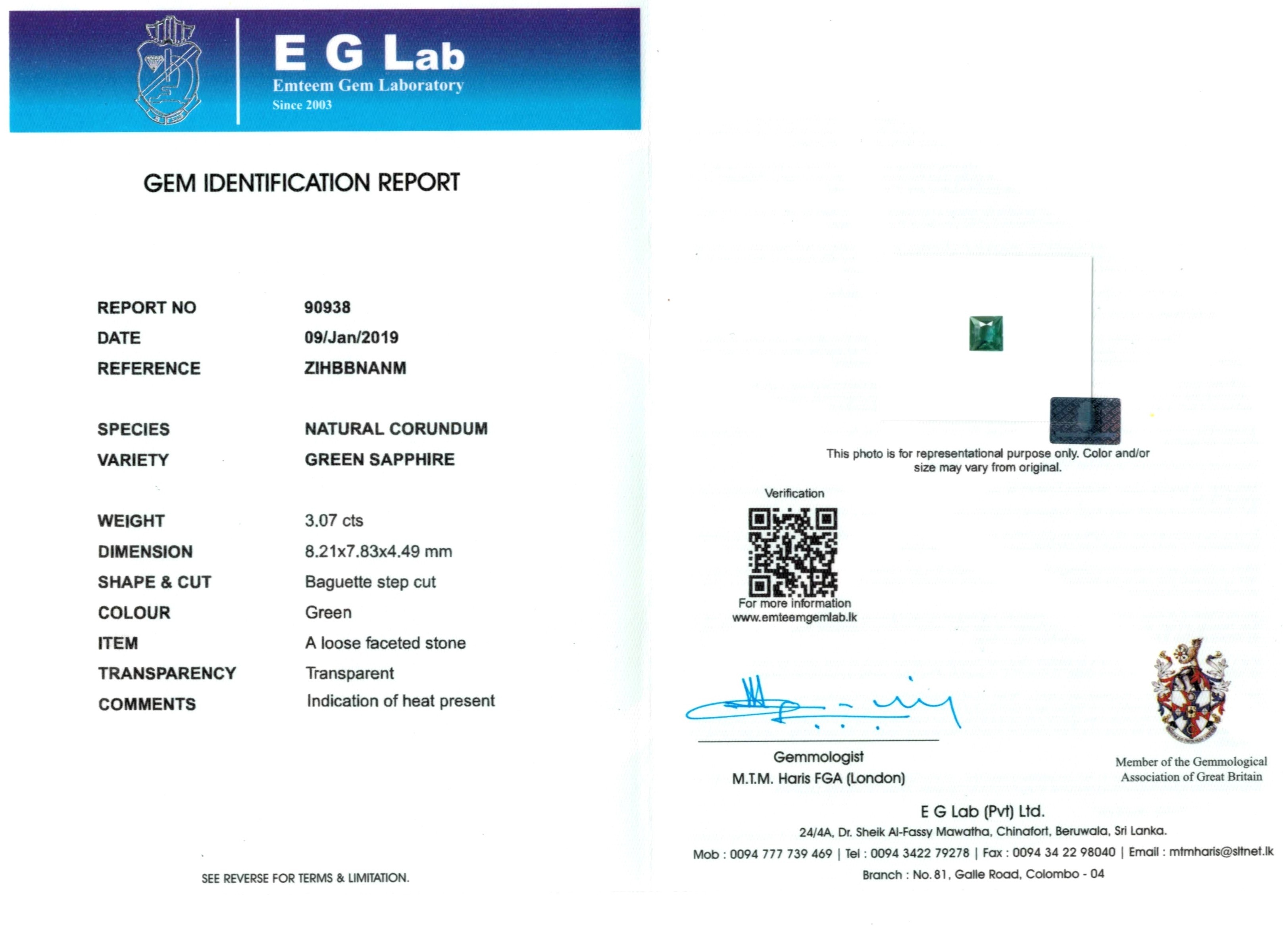 3.07 Ct. Green Sapphire from Madagascar