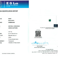 3.07 Ct. Green Sapphire from Madagascar Scan Report