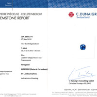 7.46 Ct. Blue Sapphire from Ceylon (Sri Lanka) Scan Report