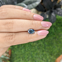 1.53 Ct. Greenish Blue Sapphire from Madagascar Life Style