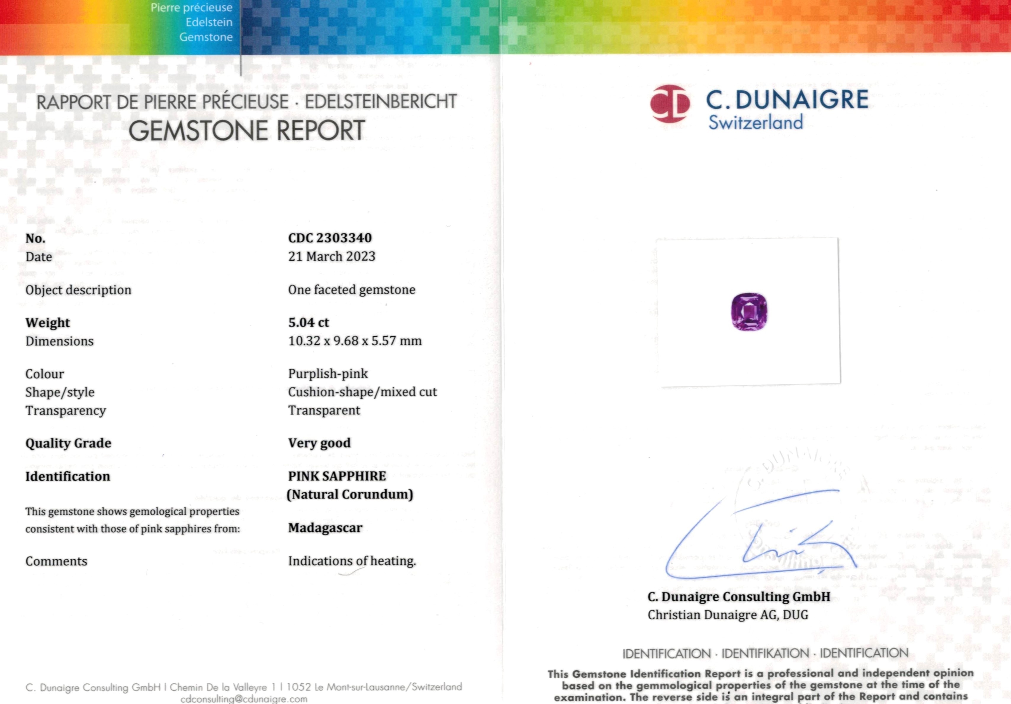 5.04 Ct. Pink Sapphire from Madagascar