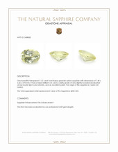 1.32 Ct. Greenish Yellow Sapphire from Ceylon (Sri Lanka) Appraisal
