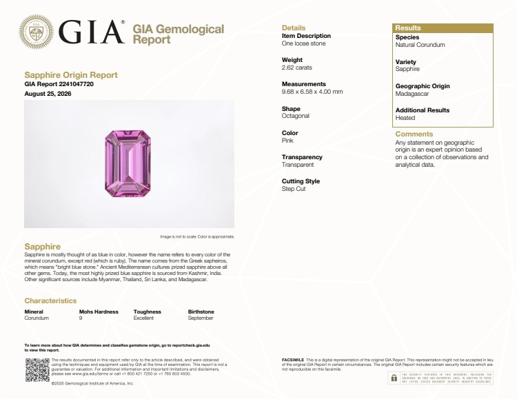 2.62 Ct. Pink Sapphire from Madagascar