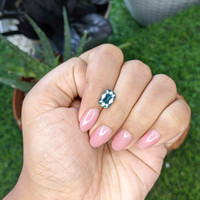 2.71 Ct. Bluish Green Sapphire from Madagascar Life Style