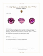 1.05 Ct. Purplish Pink Sapphire from Ceylon (Sri Lanka) Appraisal