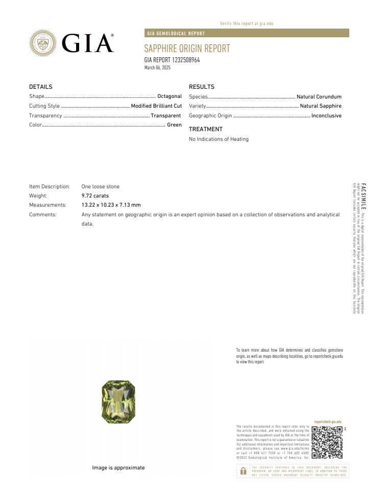 9.72 Ct. Green Sapphire from Tanzania