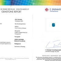 5.57 Ct. Bluish Green Sapphire from Madagascar Scan Report