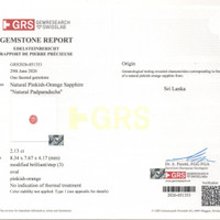 2.13 Ct. Padparadscha Sapphire from Ceylon (Sri Lanka) Scan Report