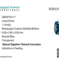 1.19 Ct. Greyish Blue Sapphire from Montana Scan Report