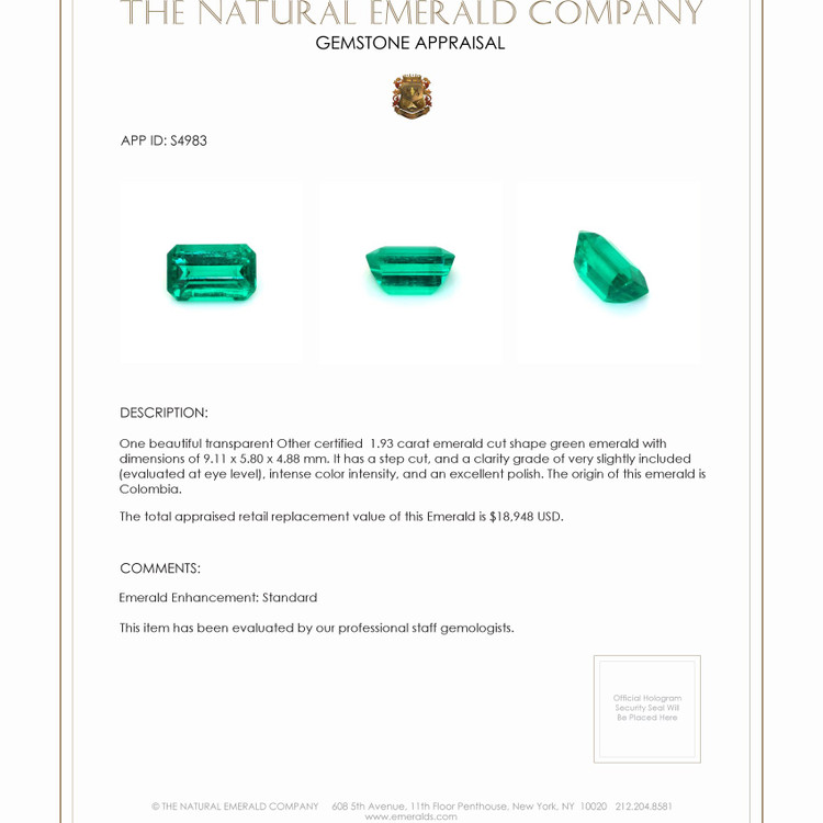 1.93 Ct. Emerald from Colombia