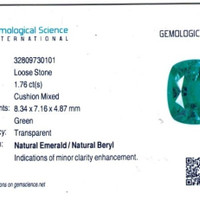 1.76 Ct. Emerald from Zambia Scan Report