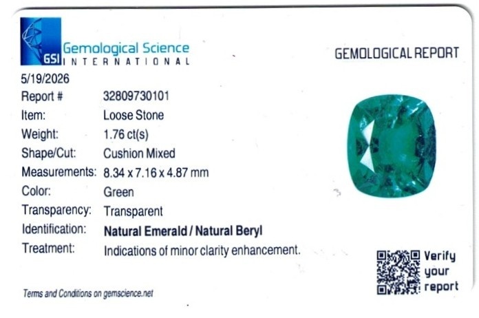 1.76 Ct. Emerald from Zambia