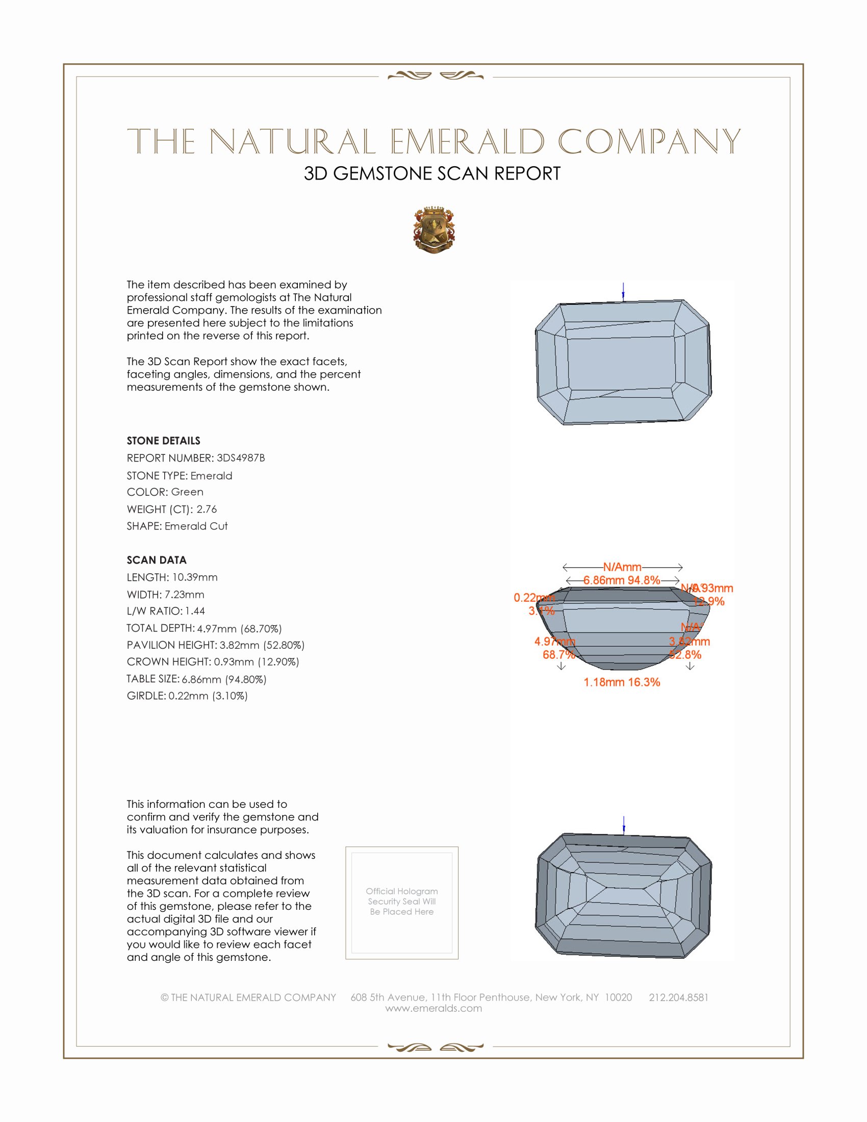 2.76 Ct. Emerald from Zambia