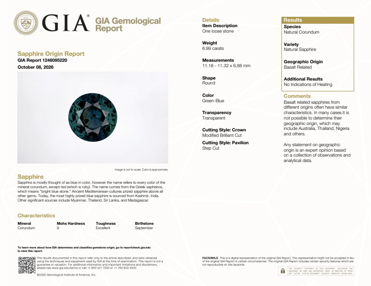 6.99 Ct. Bluish Green Sapphire