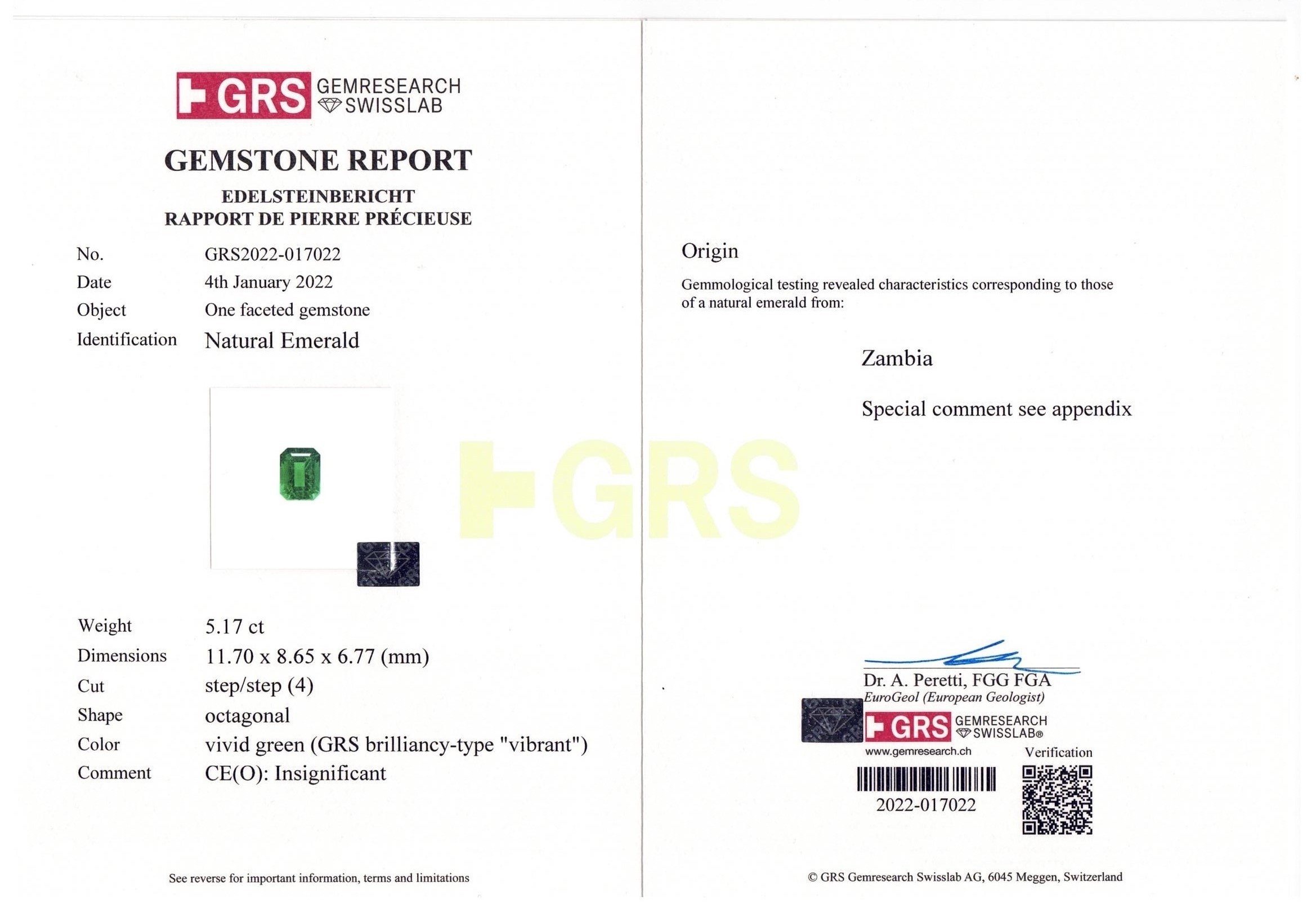 5.17 Ct. Emerald from Zambia