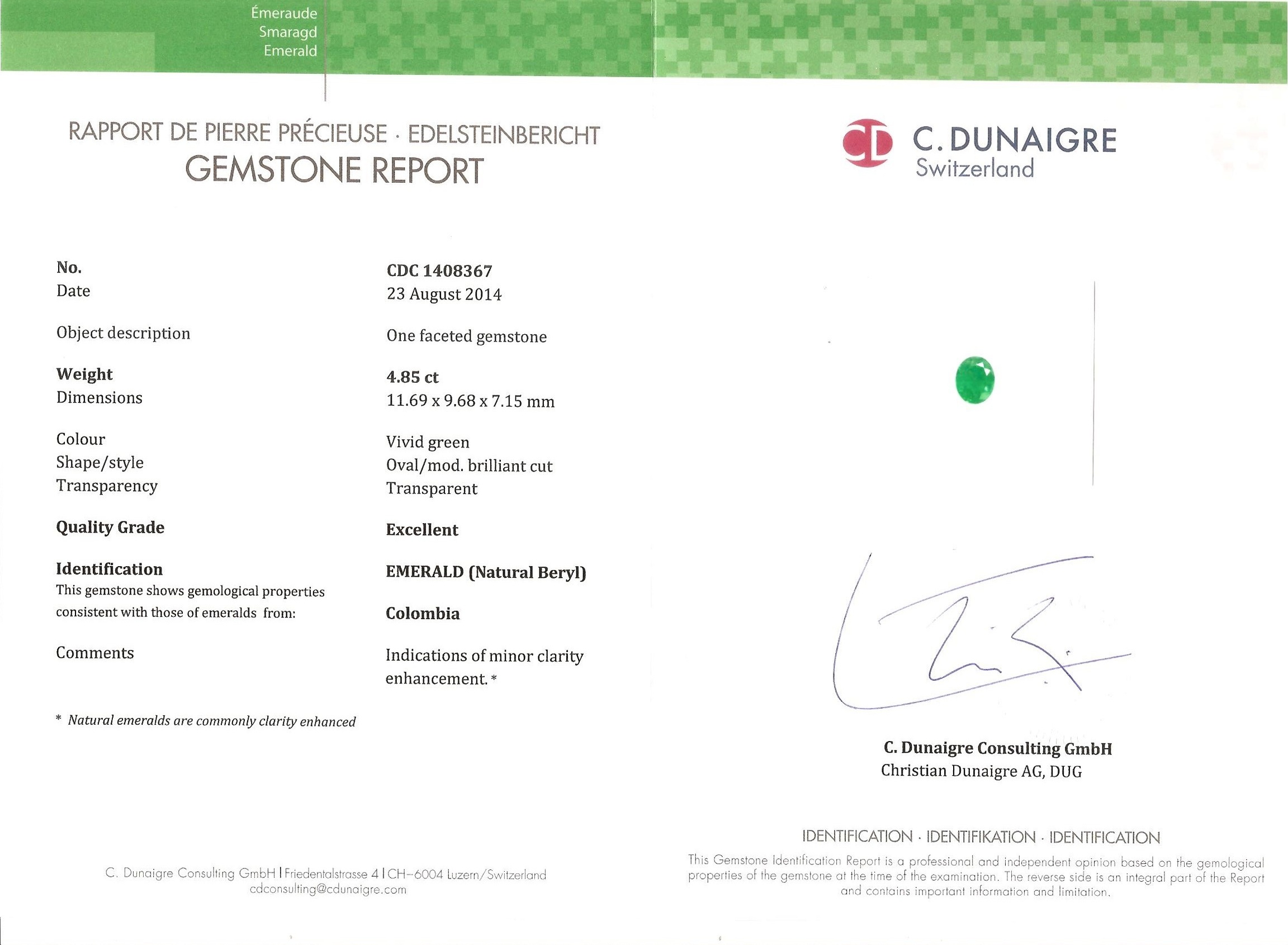 4.85 Ct. Emerald from Colombia