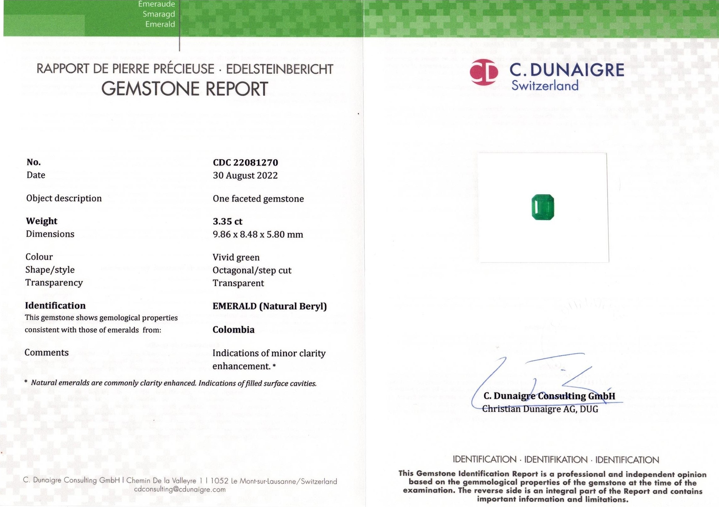 3.35 Ct. Emerald from Colombia