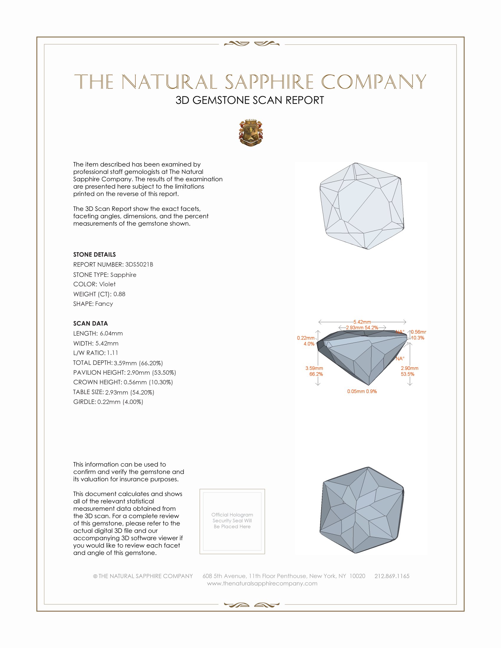 0.88 Ct. Violet Sapphire from Montana