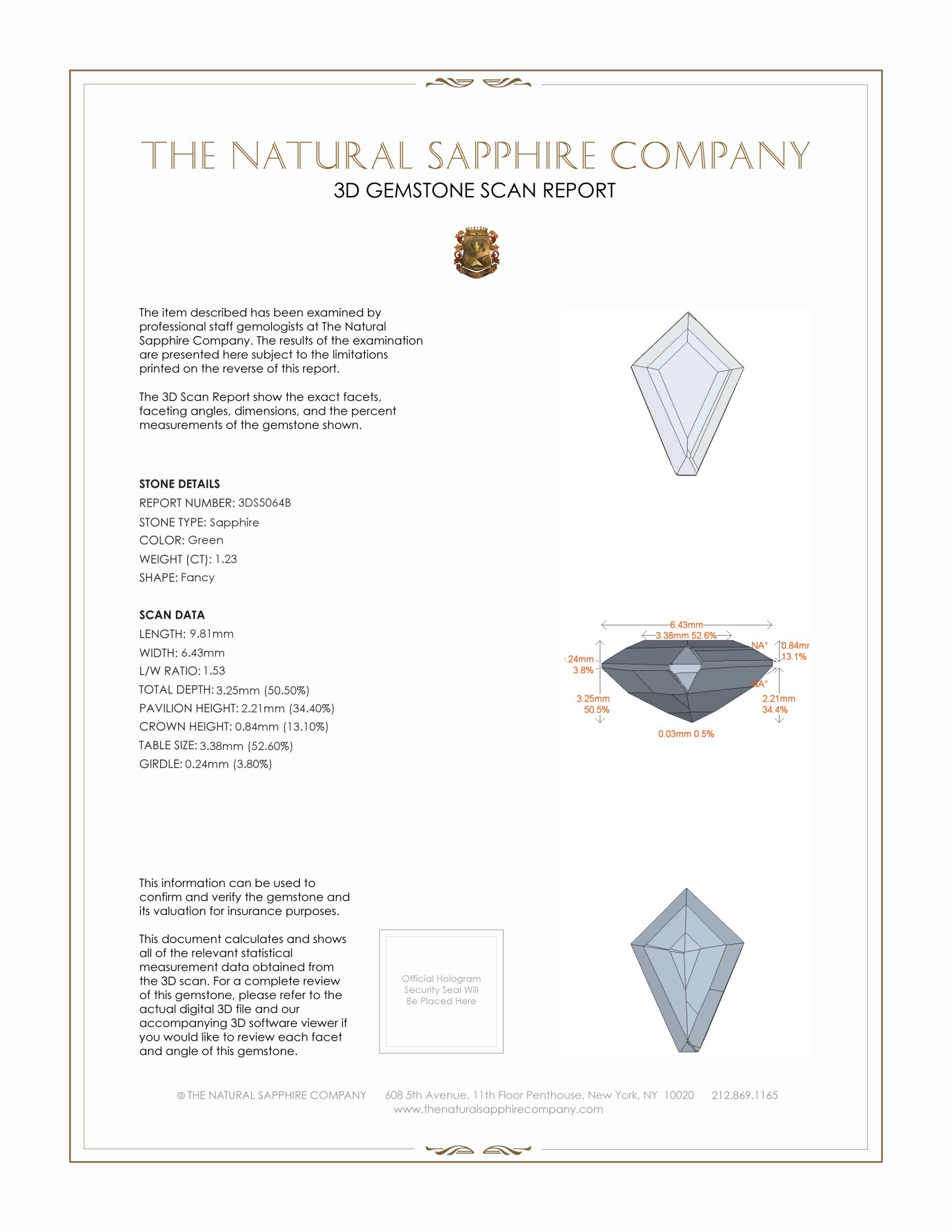 1.23 Ct. Green Sapphire from Montana