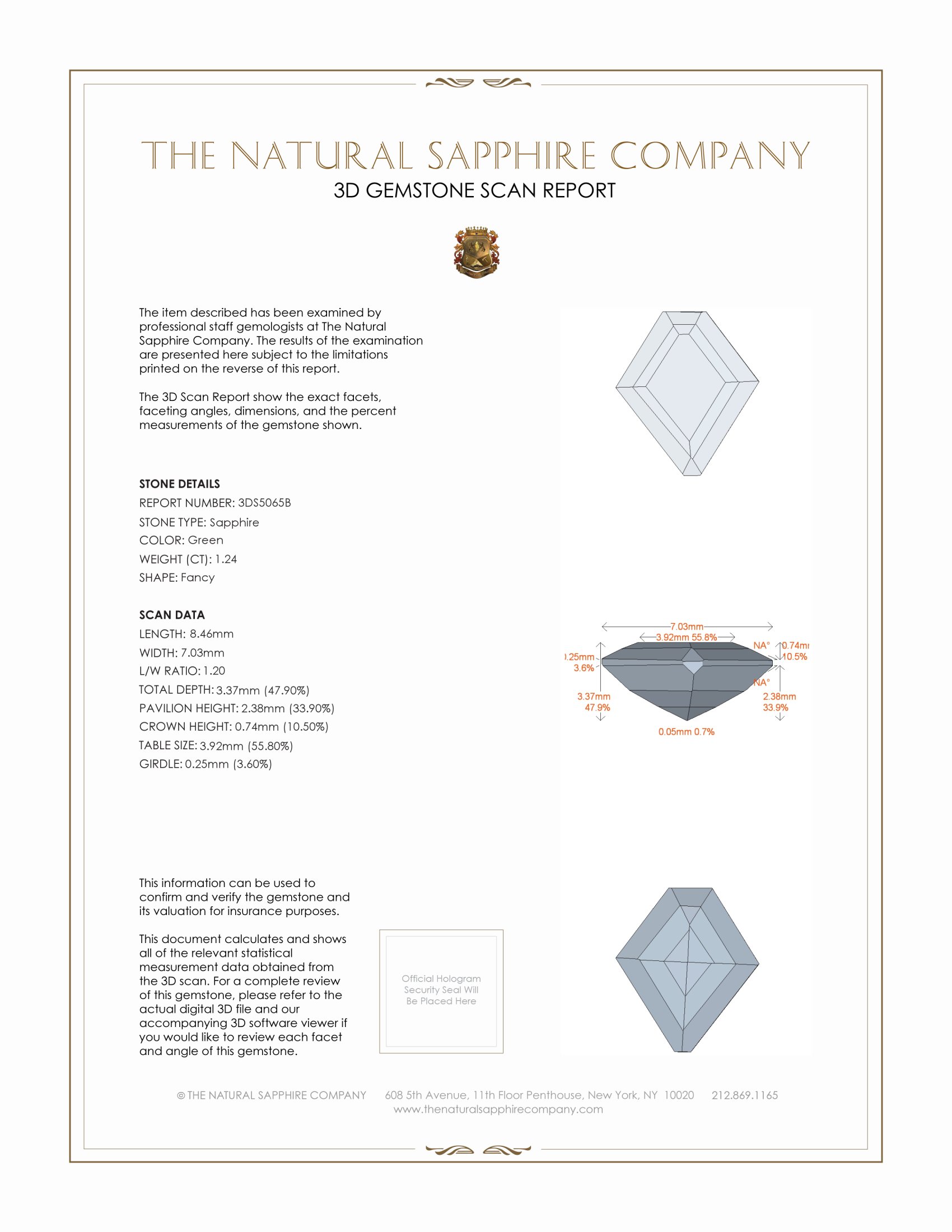 1.24 Ct. Green Sapphire from Montana