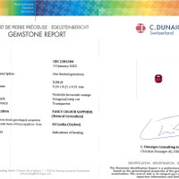 3.26 Ct. Bi Color Sapphire from Ceylon (Sri Lanka) Scan Report