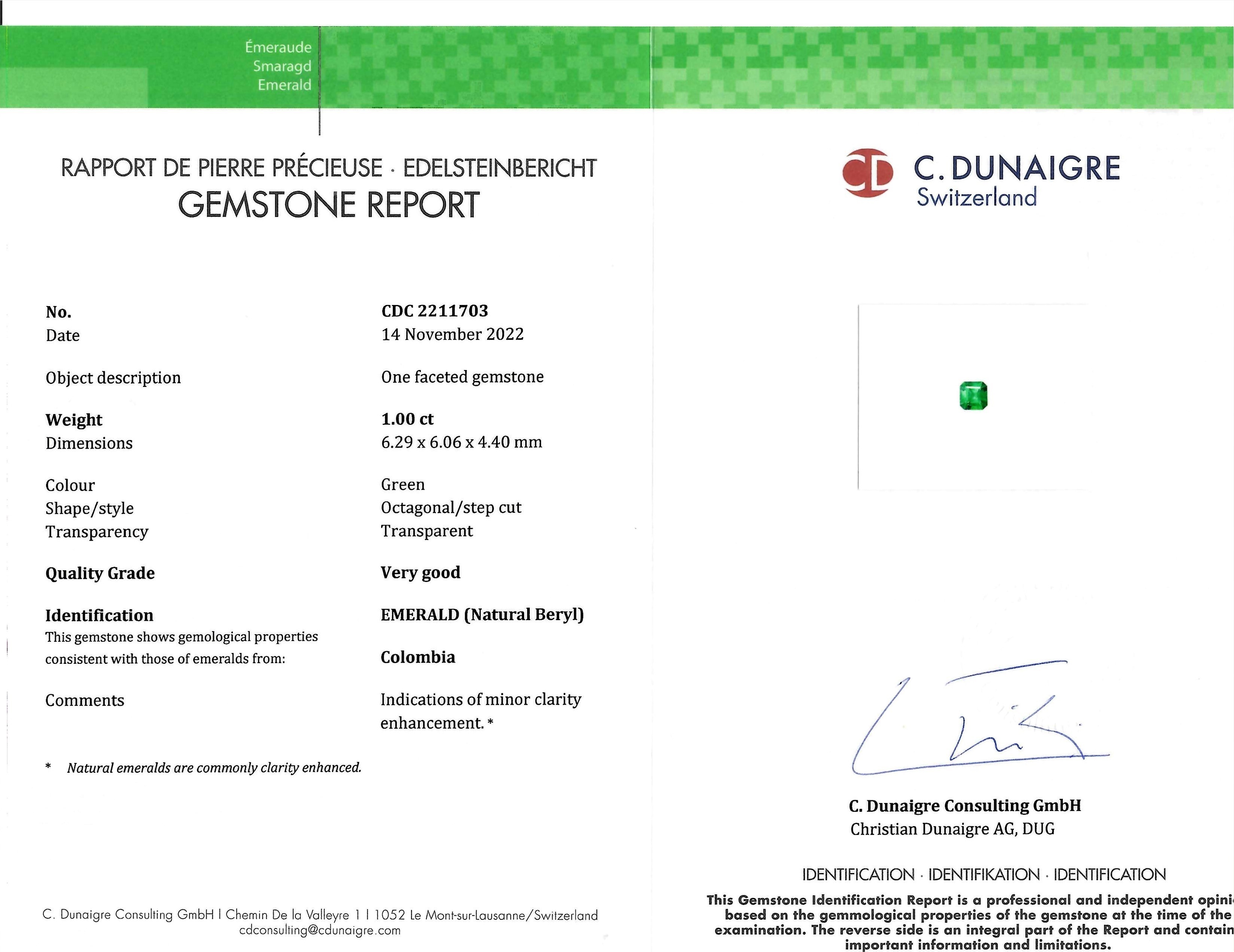 1.00 Ct. Emerald from Colombia