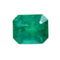 Three Stone Emerald Ring 0.99 Ct., 18K White Gold Combination Stone