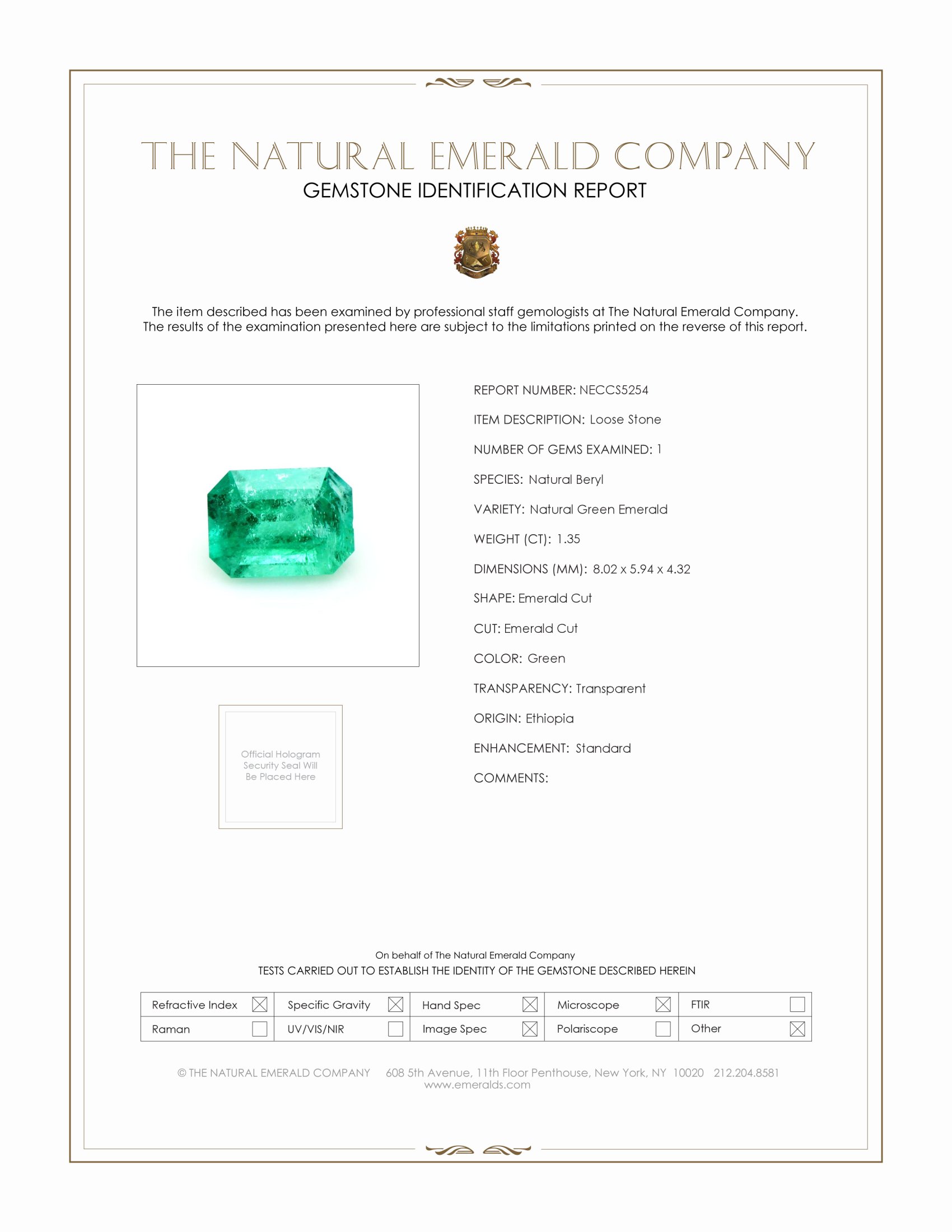 1.35 Ct. Emerald from Ethiopia