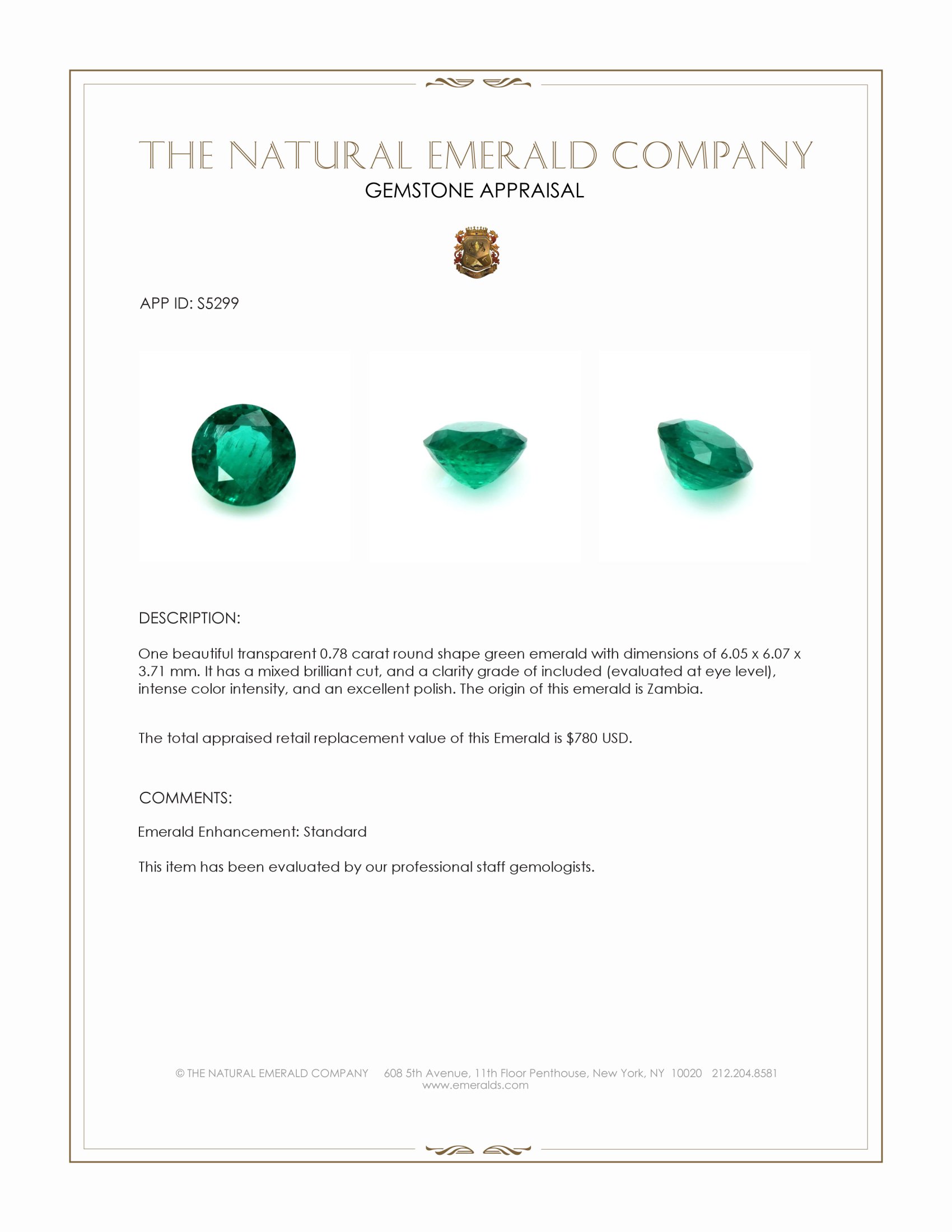 0.78 Ct. Emerald from Zambia