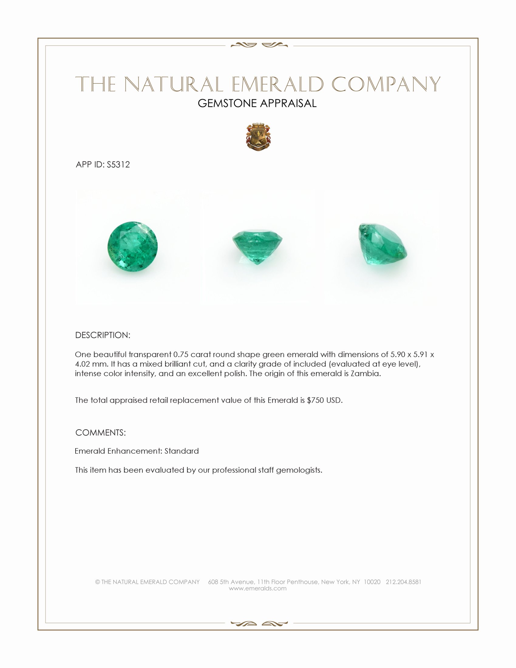 0.75 Ct. Emerald from Zambia
