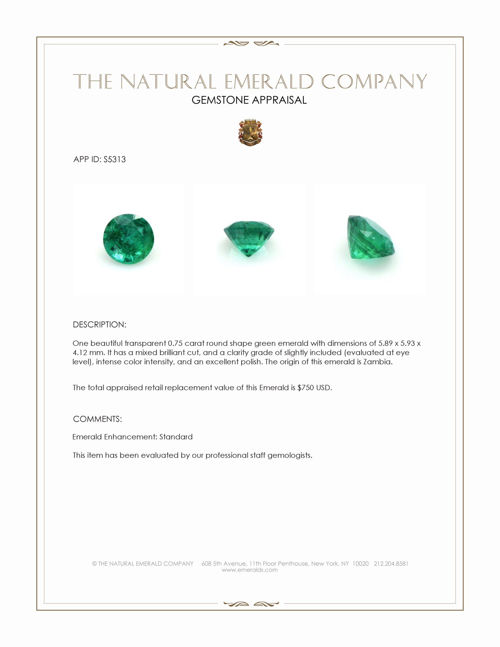 0.75 Ct. Emerald from Zambia