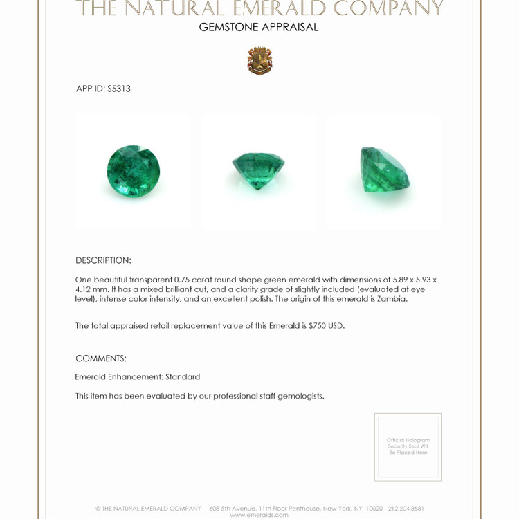 0.75 Ct. Emerald from Zambia
