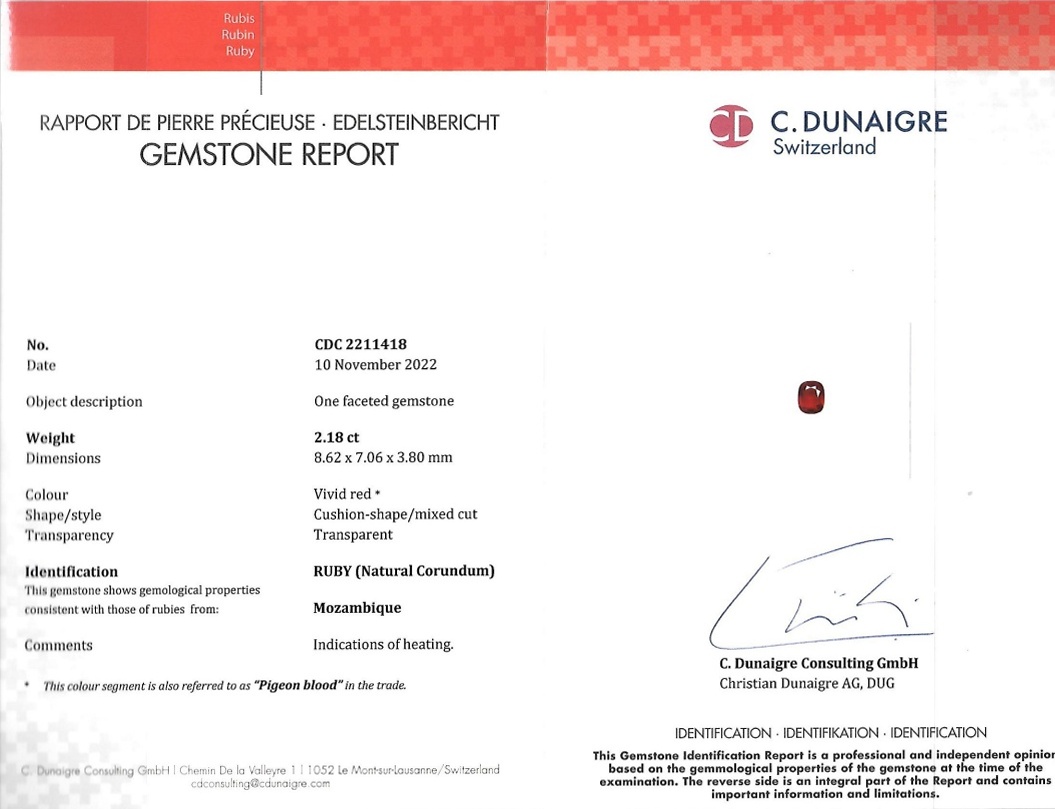 2.18 Ct. Ruby from Mozambique