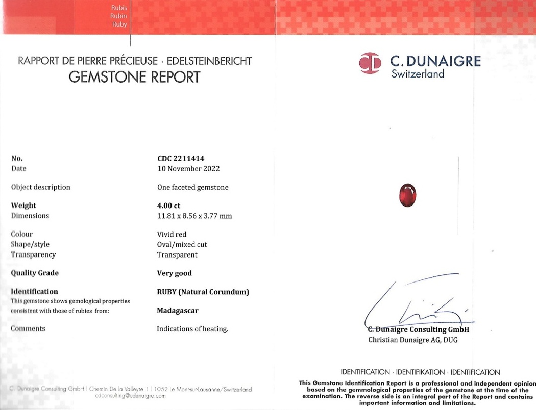 4.00 Ct. Ruby from Madagascar