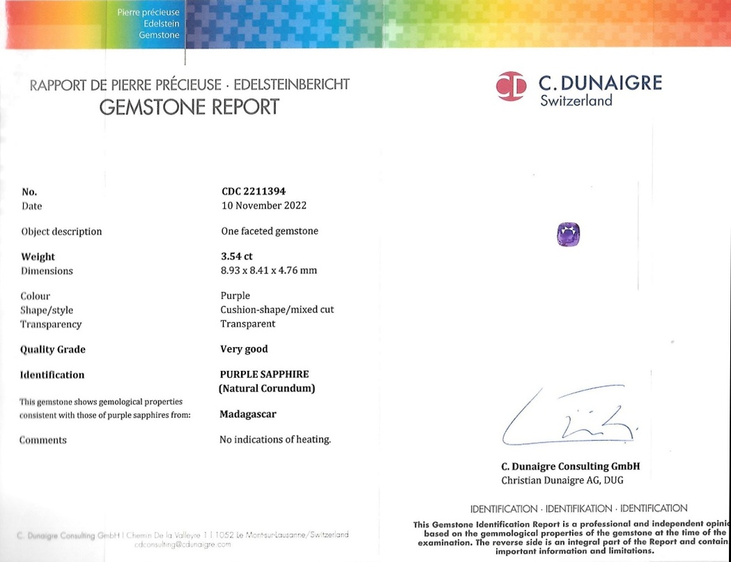 3.54 Ct. Purple Sapphire from Madagascar