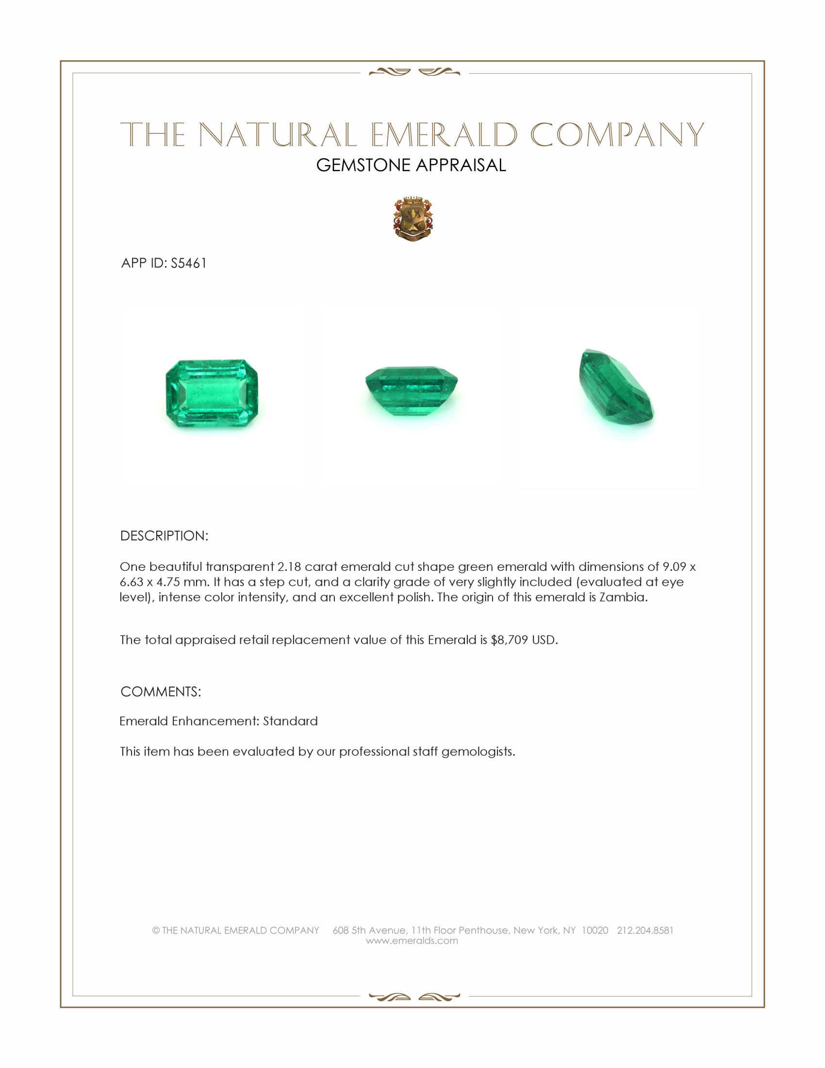 2.18 Ct. Emerald from Zambia