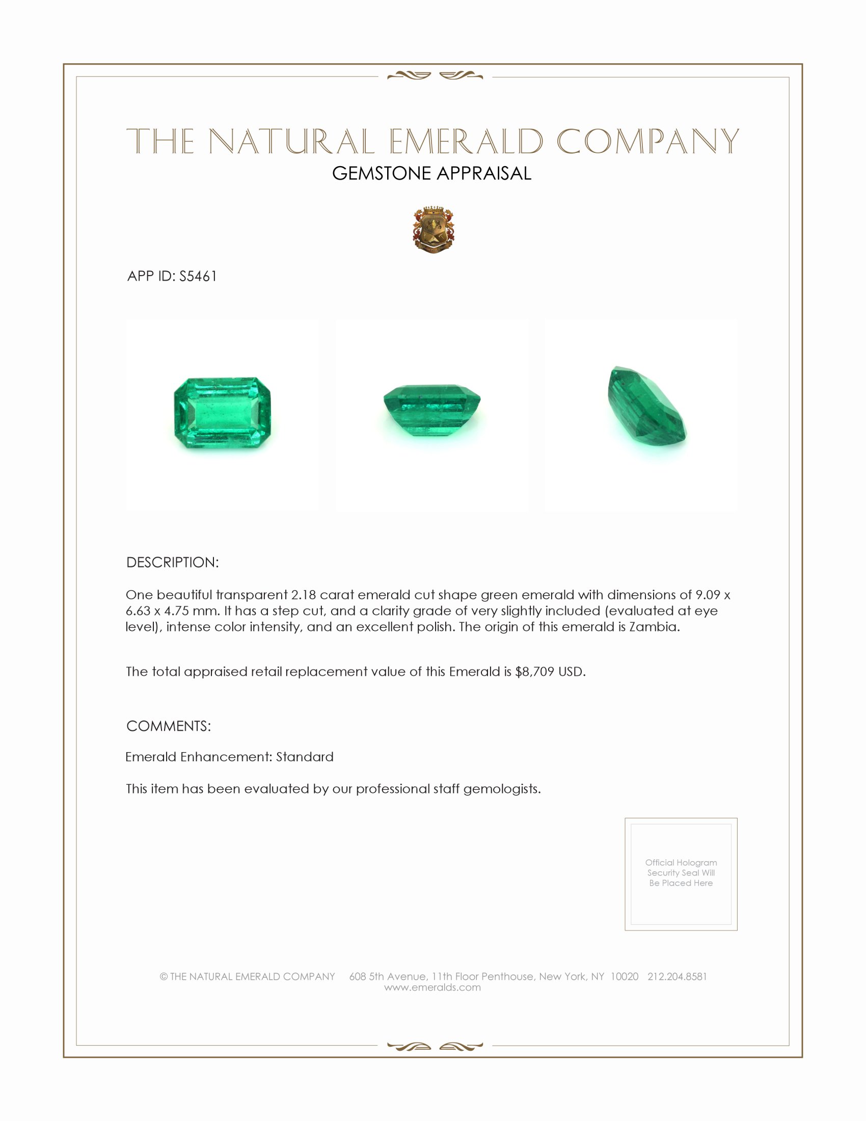 2.18 Ct. Emerald from Zambia