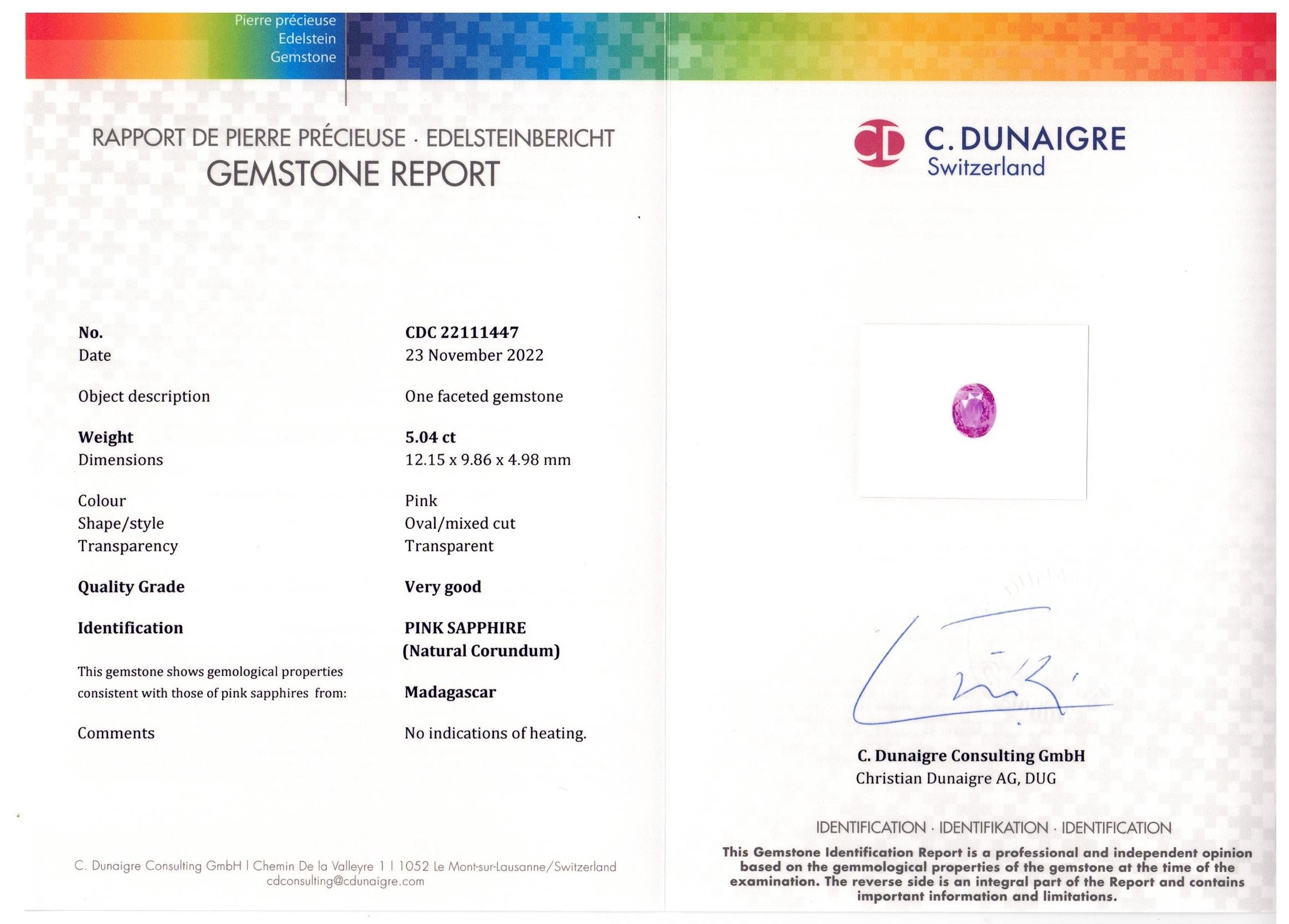 5.04 Ct. Pink Sapphire from Madagascar