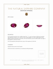 1.17 Ct. Purplish Pink Sapphire from Ceylon (Sri Lanka) Appraisal
