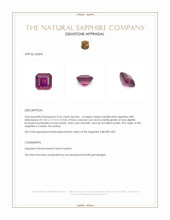2.65 Ct. Purplish Pink Sapphire from Ceylon (Sri Lanka) Appraisal